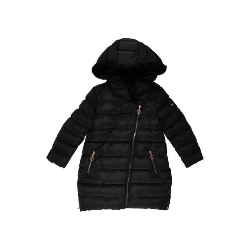 Girl Fur Detailed Quilted Coat