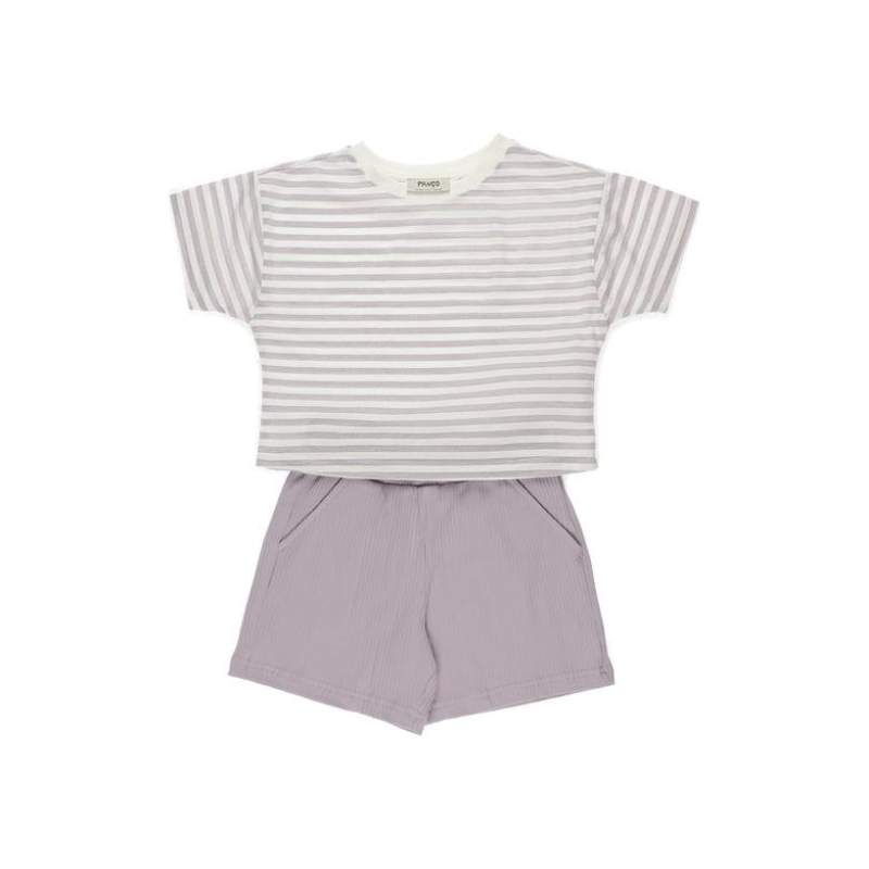 Girl Striped T-Shirt and Shorts Set