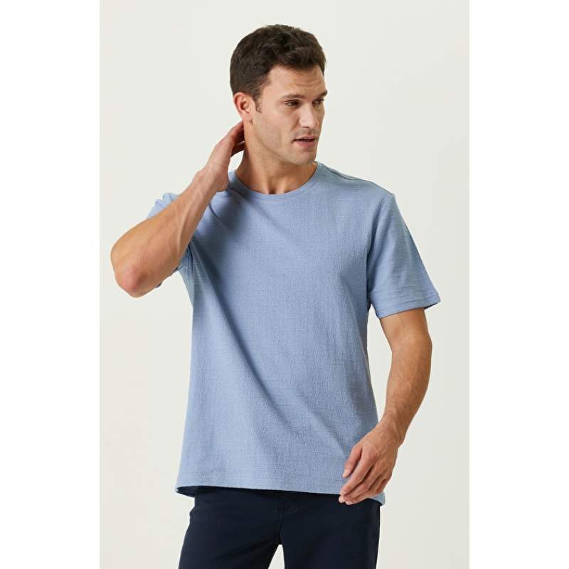Blue Short Sleeve Crew Neck T-Shirt Blue Short Sleeve Crew Neck T-Shirt