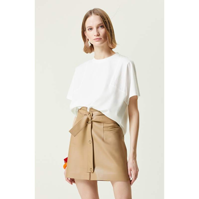 Off White Crew Neck Combed Cotton T-Shirt Off White Crew Neck Combed Cotton T-Shirt