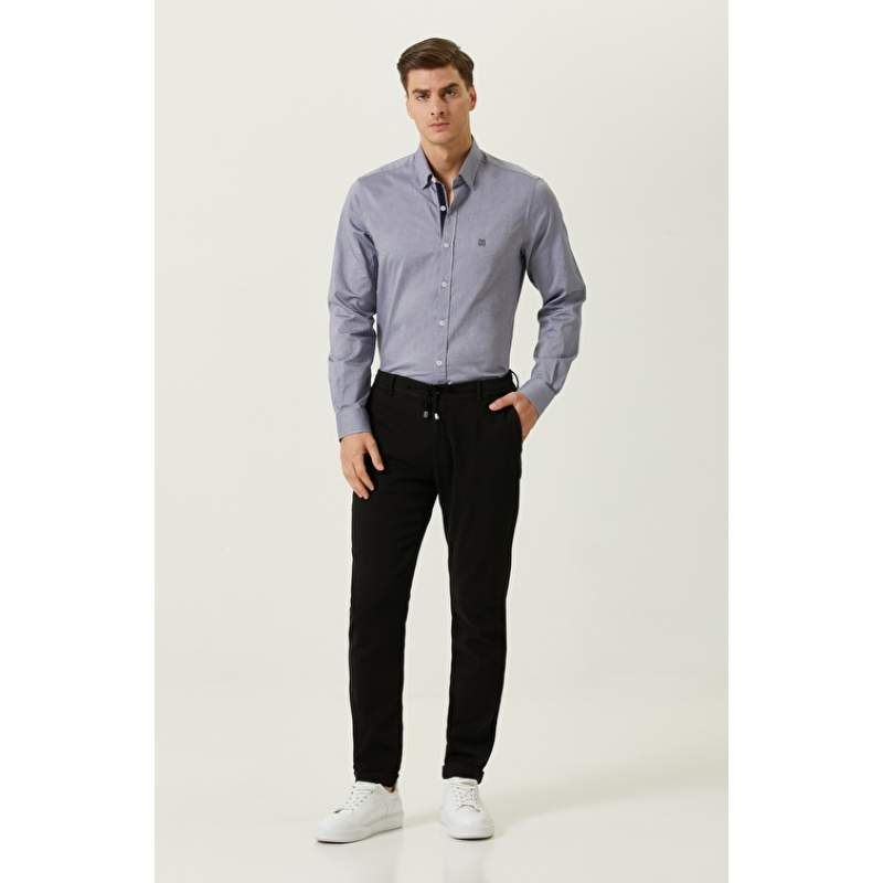 Black Double Leg Trousers