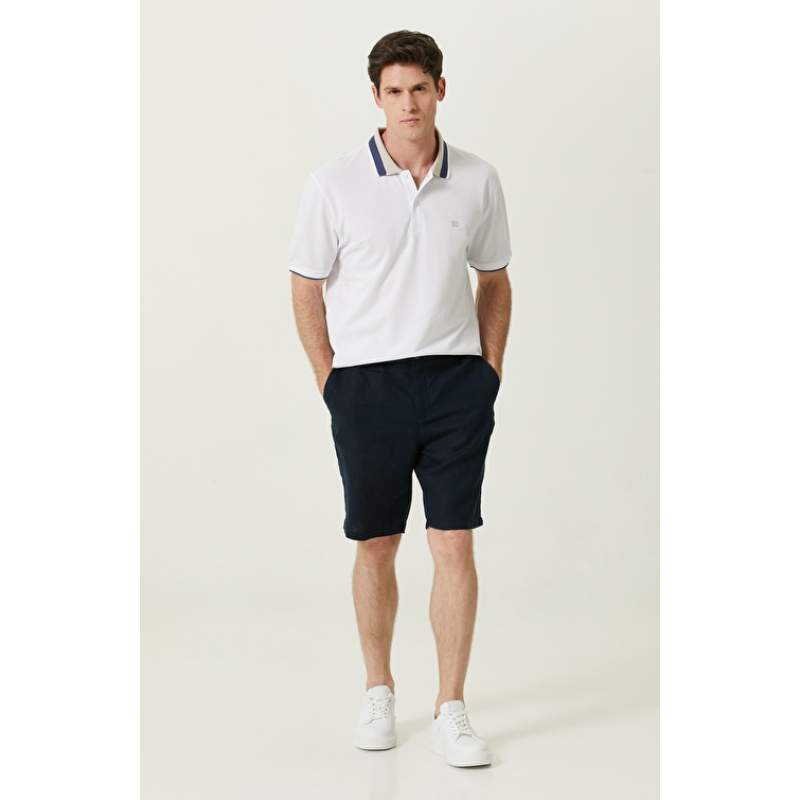Navy Blue Linen Shorts