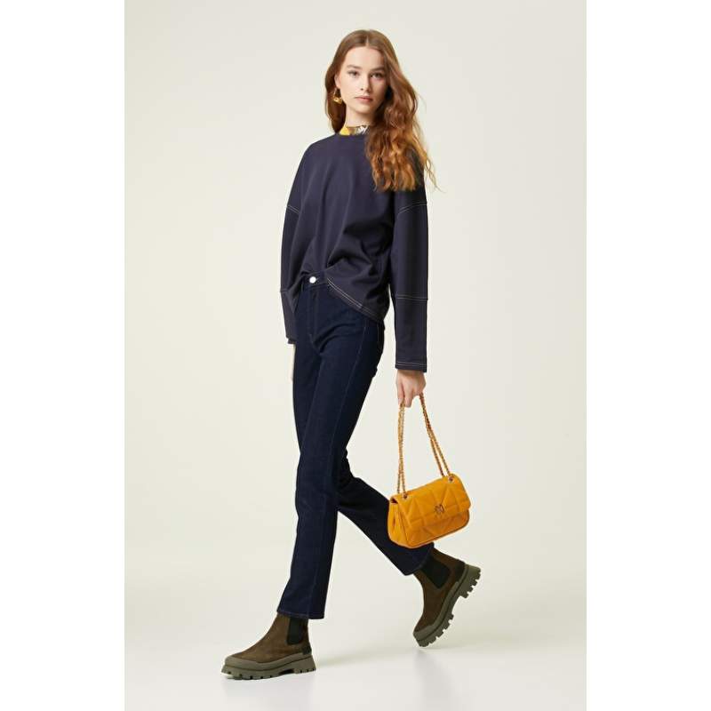 Navy Blue Denim Pants