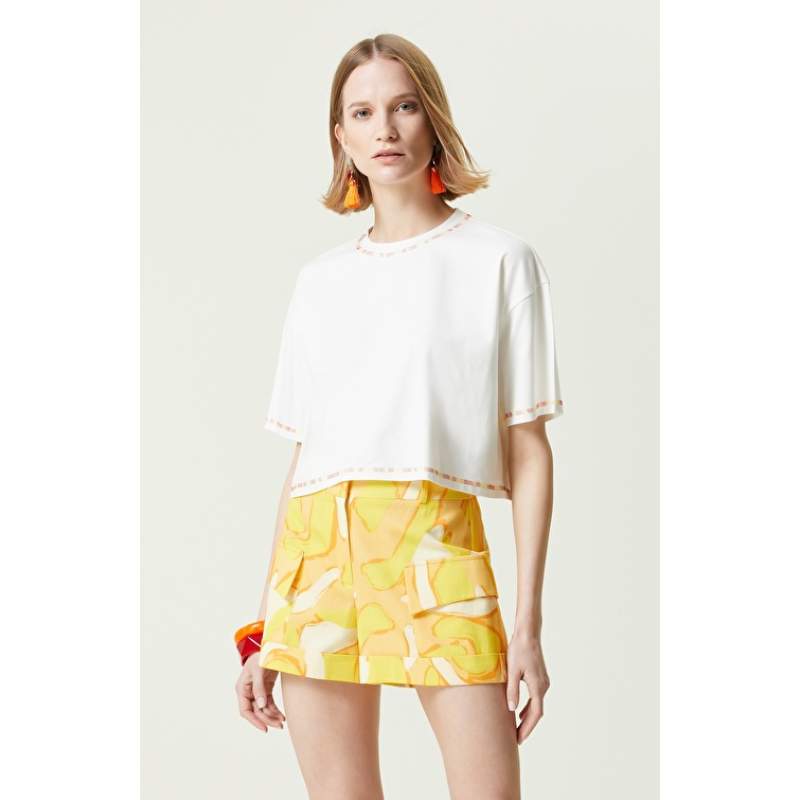 Off White Crew Neck Short Sleeve T-Shirt Off White Crew Neck Short Sleeve T-Shirt