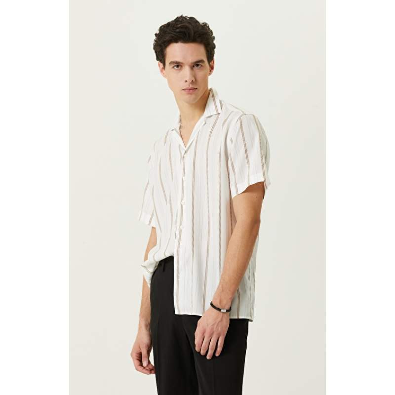 White Striped Short Sleeve Shirt