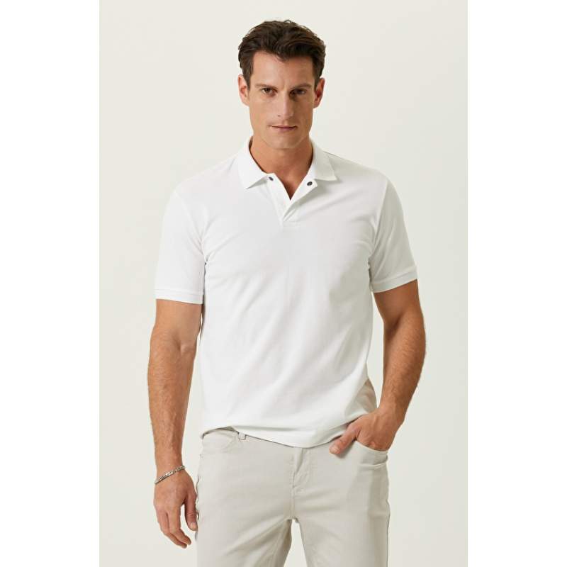 White Polo Neck T-Shirt