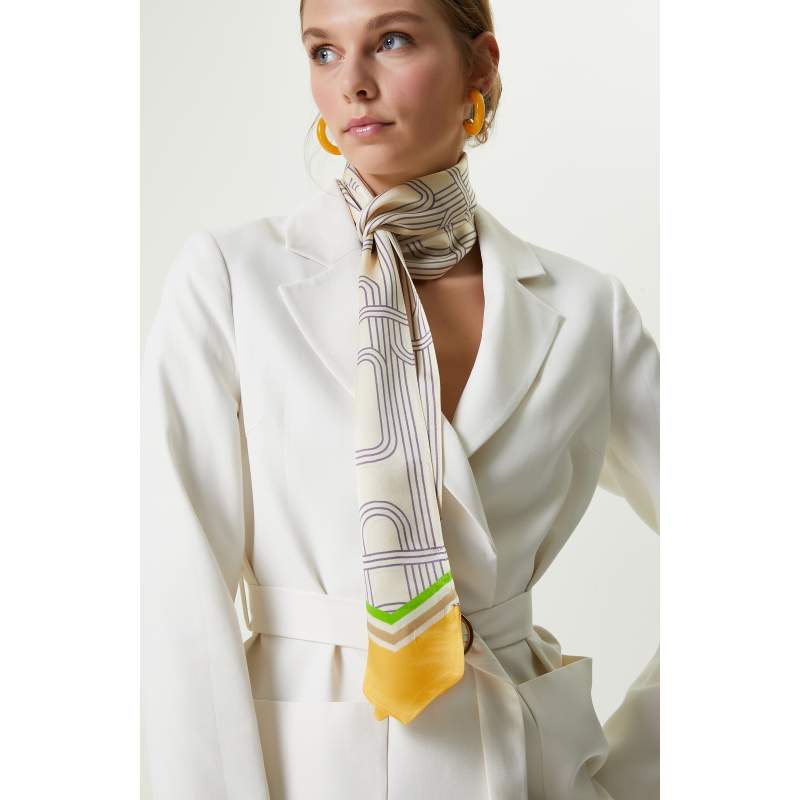 Ecru Saffron Womens Silk Scarf