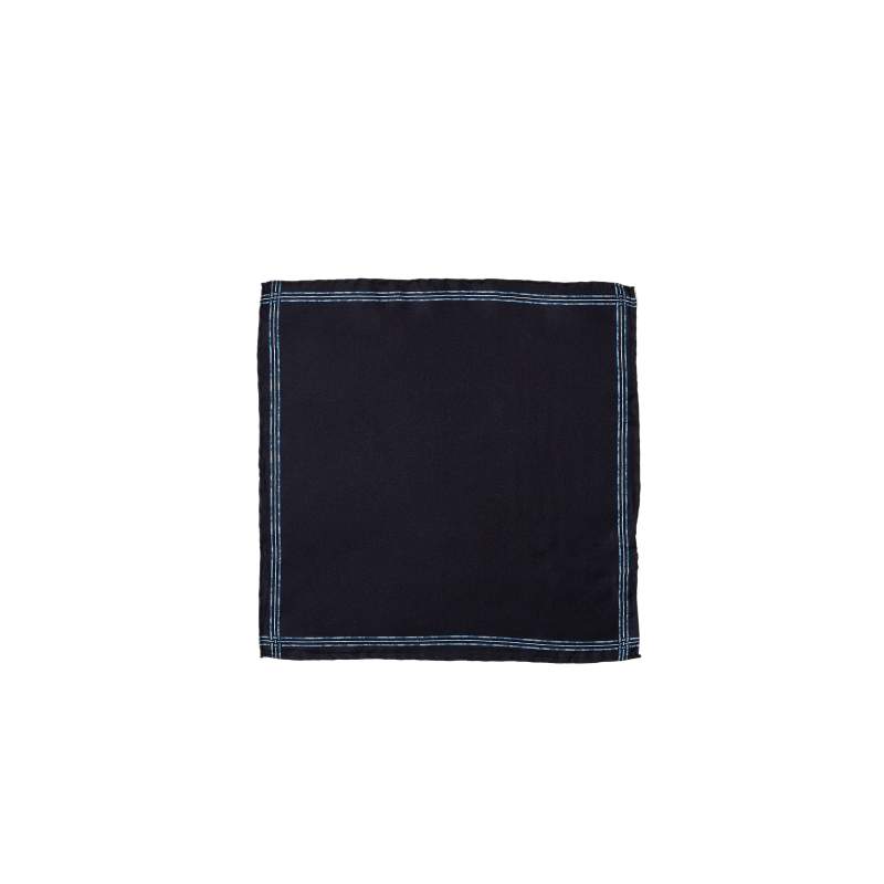 Navy Blue Patterned Men's Silk Handkerchief