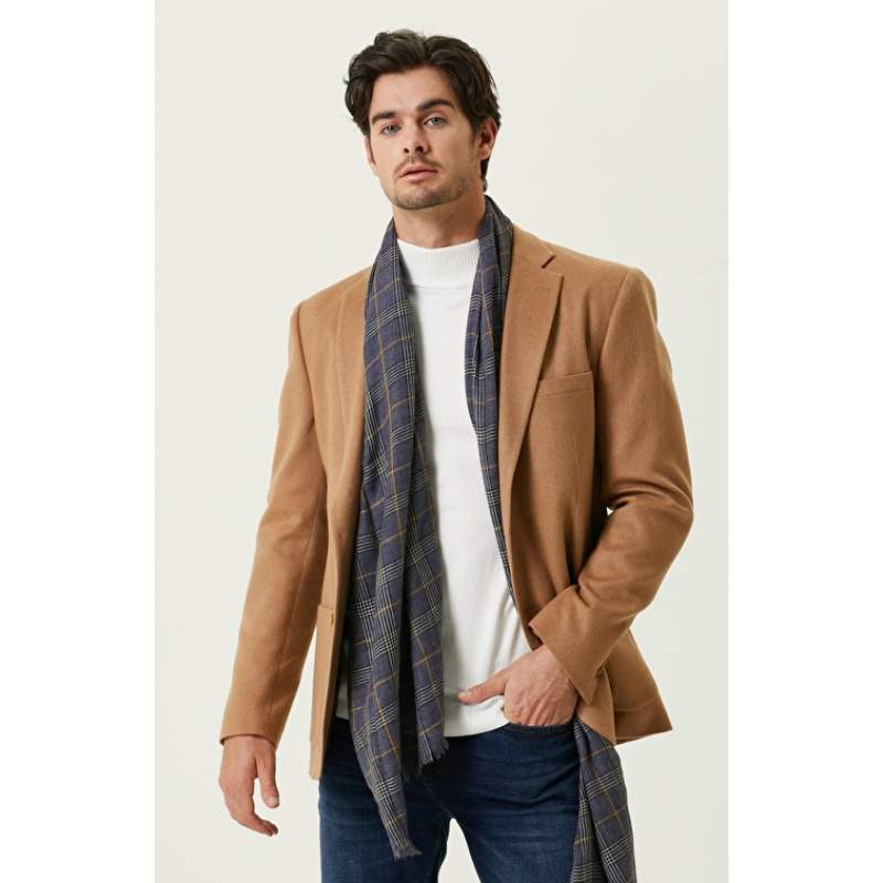 Navy Blue Men's Wool Shawl