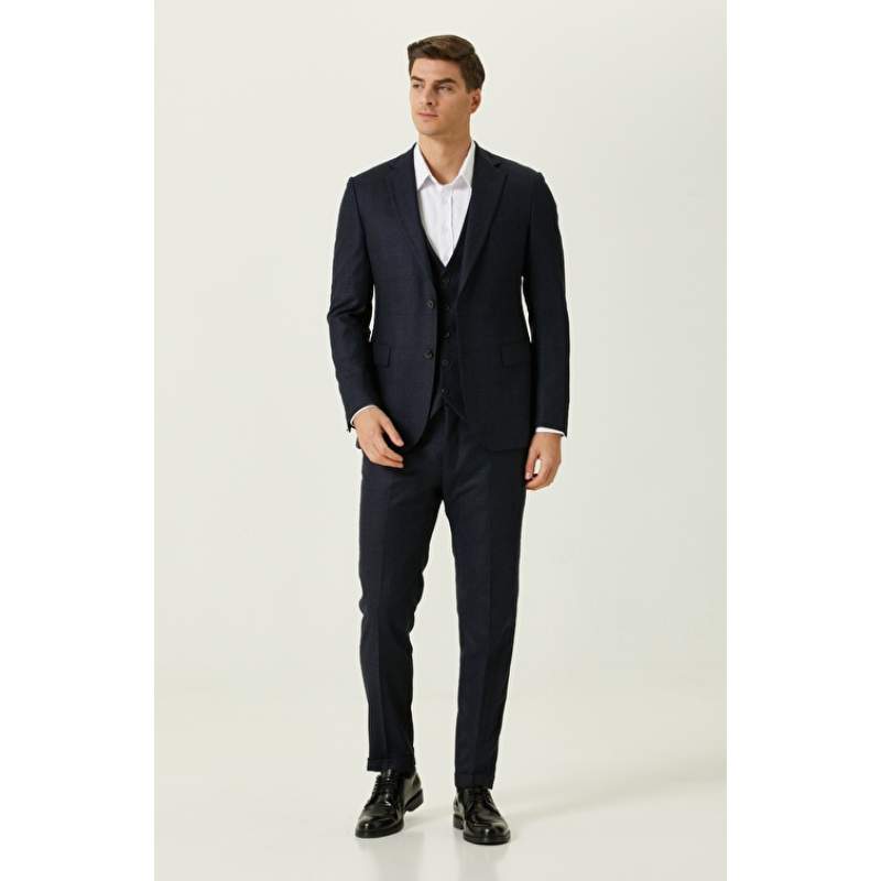 Navy Blue Vest Wool Suit Navy Blue Vest Wool Suit