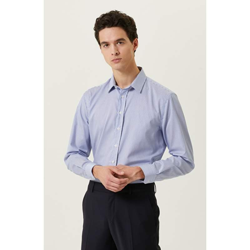 Blue White Slim Fit Shirt
