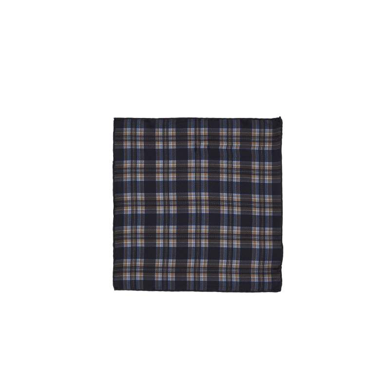 Navy Blue Patterned Men's Silk Handkerchief