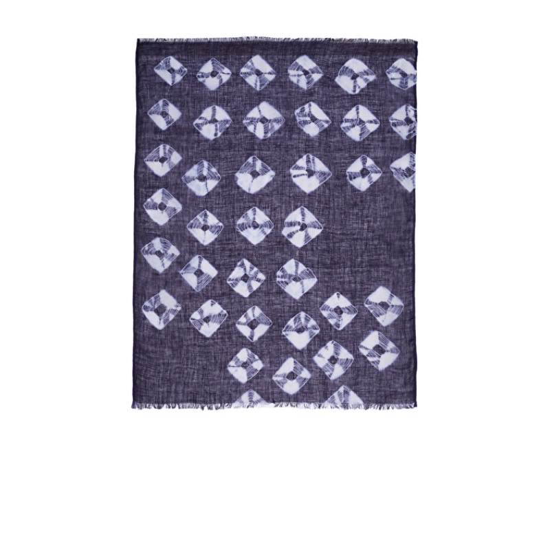Anthracite Geometric Pattern Unisex Linen Shawl