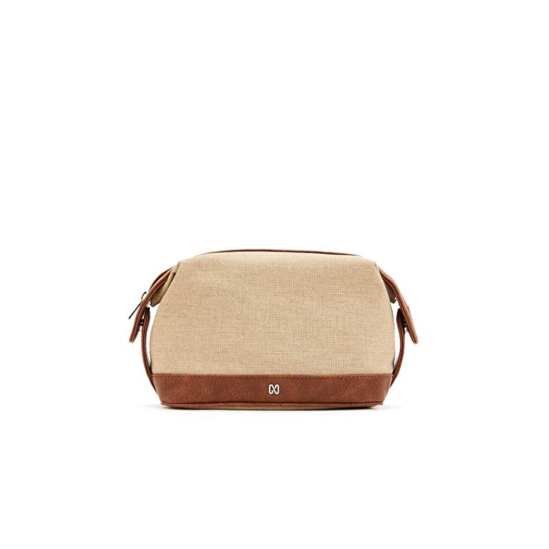 Tan Beige Mens Cosmetic Bag