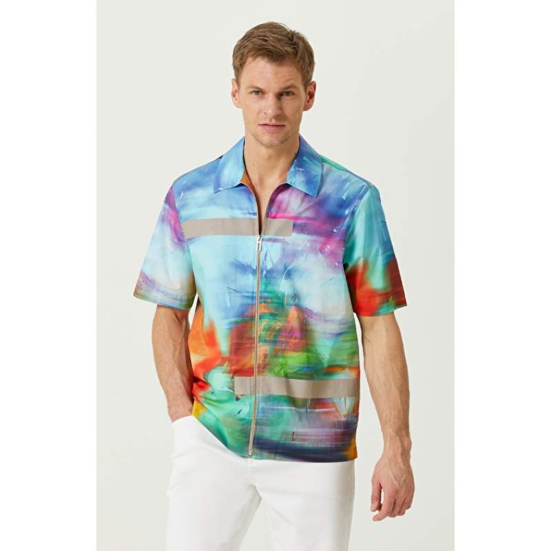 Color Printed Classic Collar Shirt