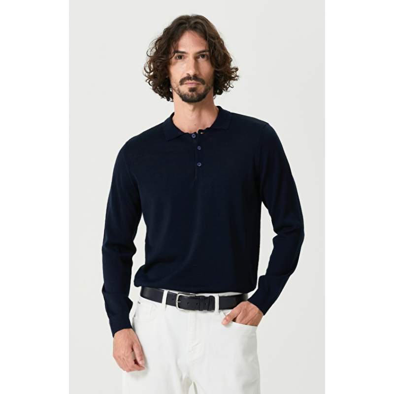 Navy Polo Neck Knitwear