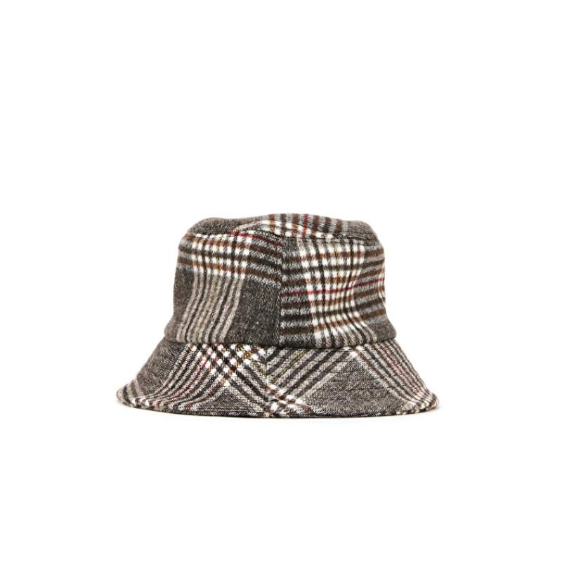 Brown Checkered Men's Wool Hat