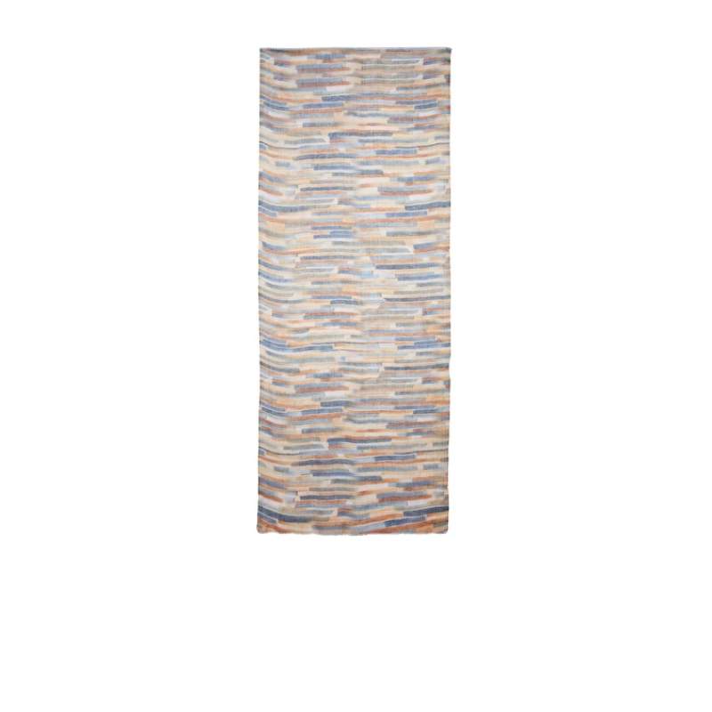 Navy Blue Camel Line Pattern Women Linen Shawl Navy Blue Camel Line Pattern Women Linen Shawl