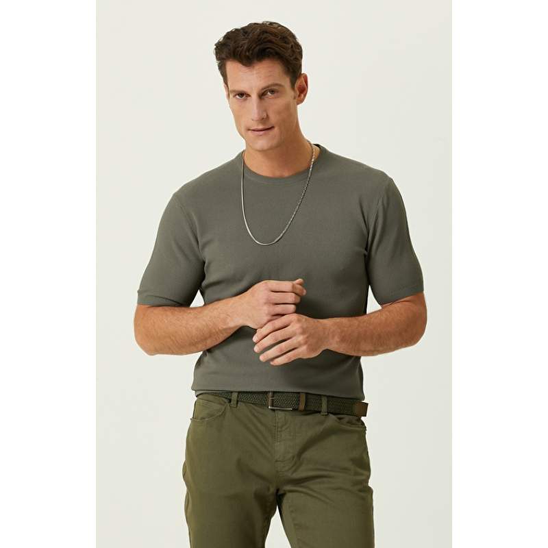Khaki Short Sleeve Knitwear Sweater Khaki Short Sleeve Knitwear Sweater