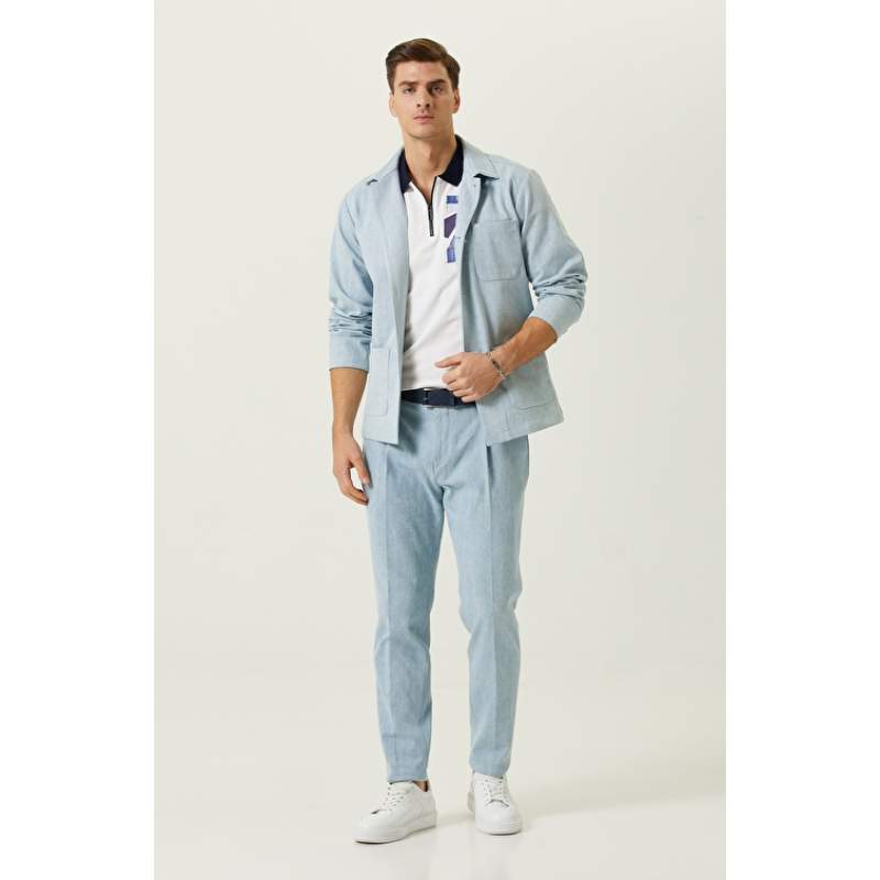 Blue Straight Leg Denim Pants