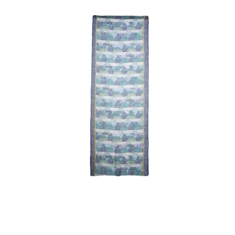 Khaki Geometric Patterned Mens Linen Shawl Khaki Geometric Patterned Mens Linen Shawl