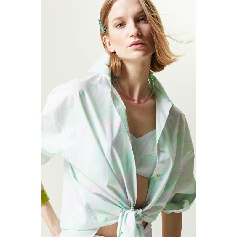 Green Pink Patterned Shirt