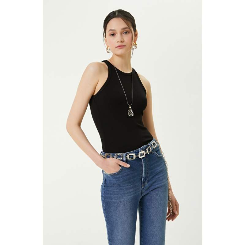 Crew Neck Sleeveless Black T-shirt Crew Neck Sleeveless Black T-shirt