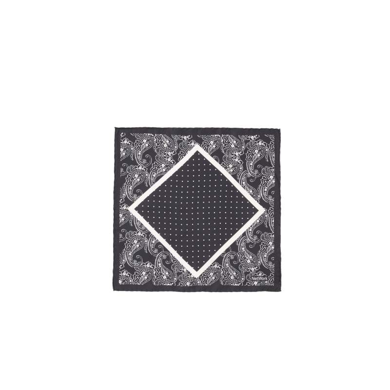 Navy Blue Ethnic Patterned Silk Handkerchief Bag