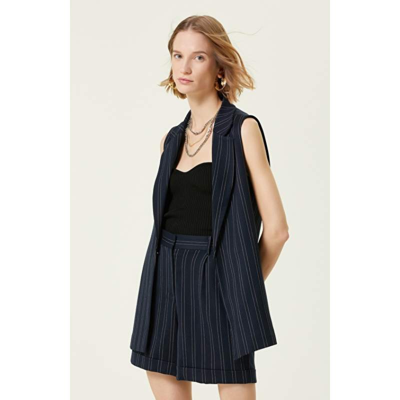 Navy Blue White Vest