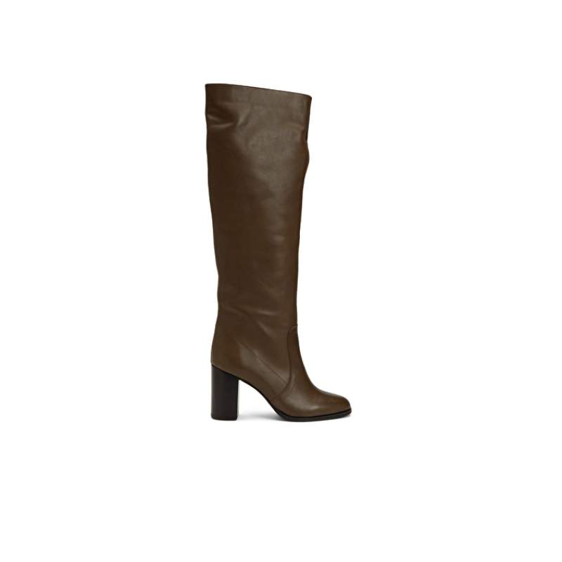 Khaki Women's Leather Boots