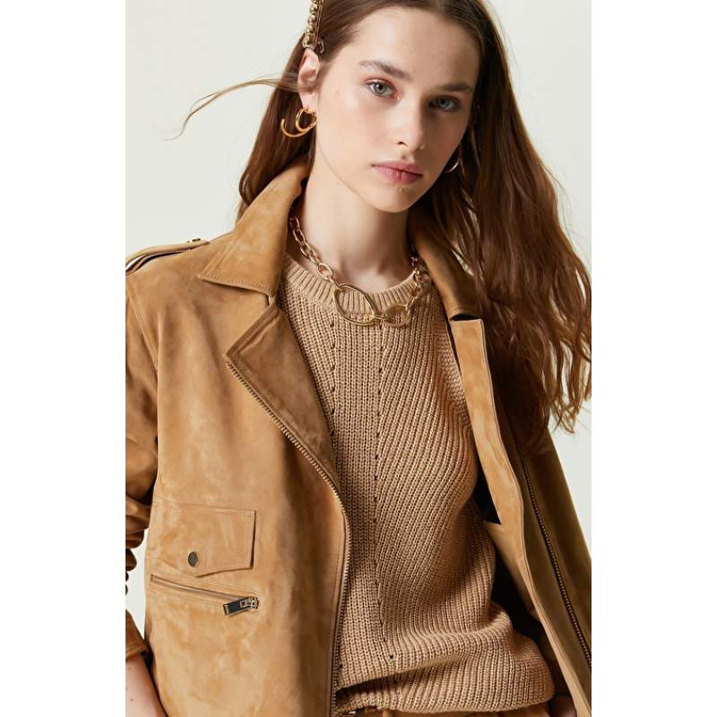 Camel Leather Coat