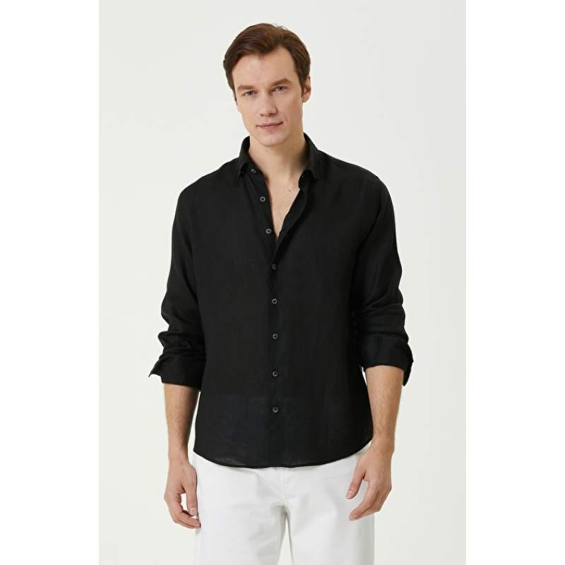 Black Linen Woven Shirt Black Linen Woven Shirt