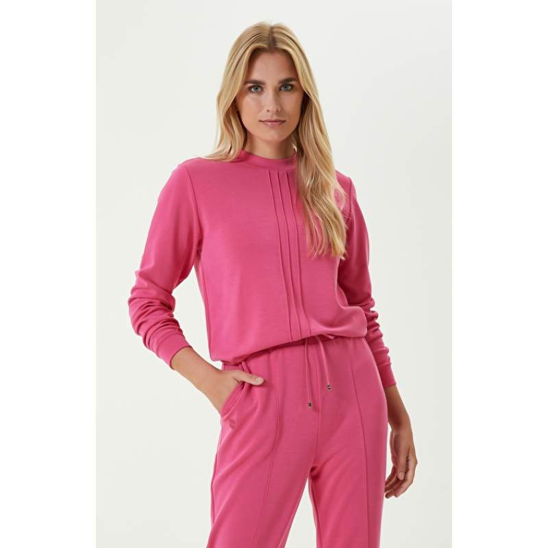 Stitch Detail Neon Pink Crew Neck Sweatshirt Stitch Detail Neon Pink Crew Neck Sweatshirt