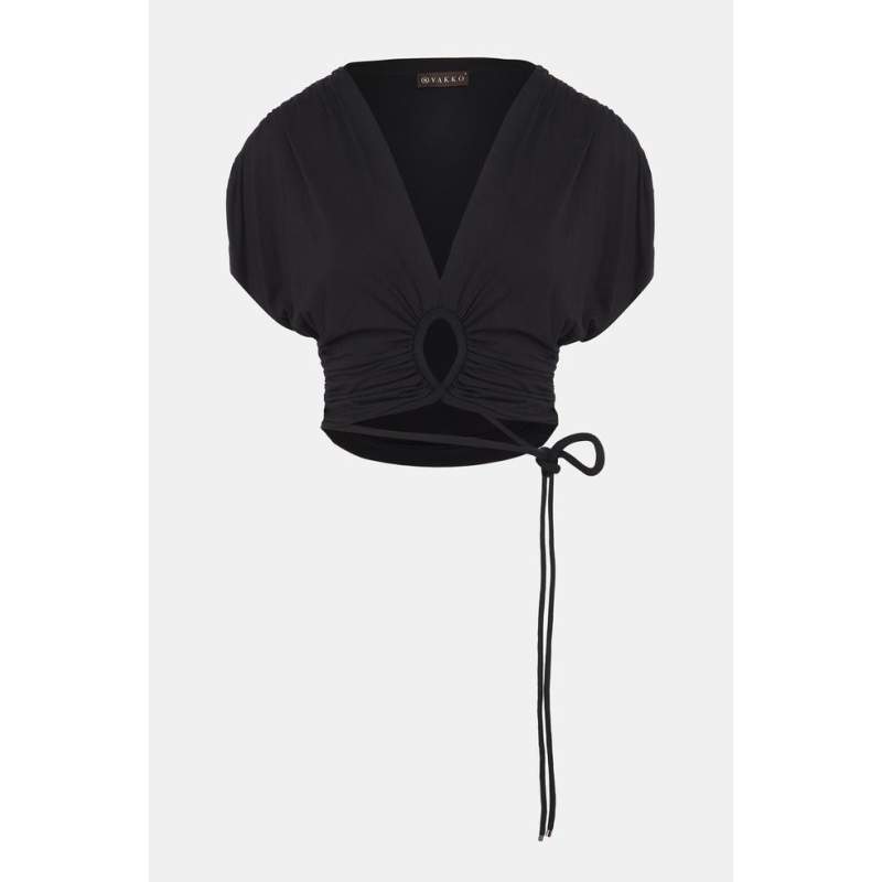 Vakko BLACK DECOLLAR BLOUSE