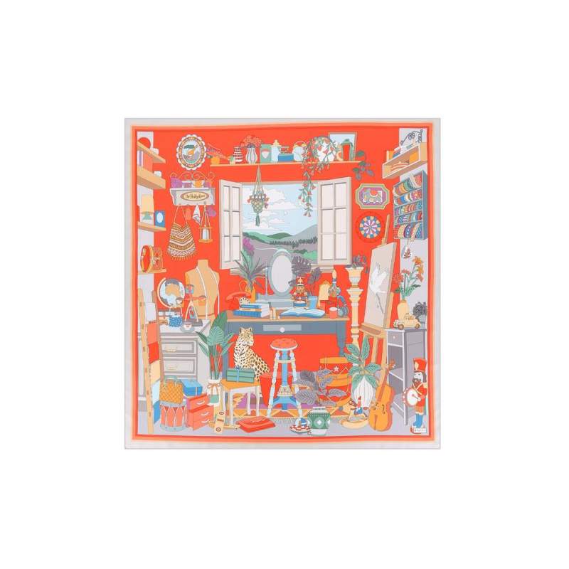 VAKKO OBJECT PATTERNED SILK SCARF