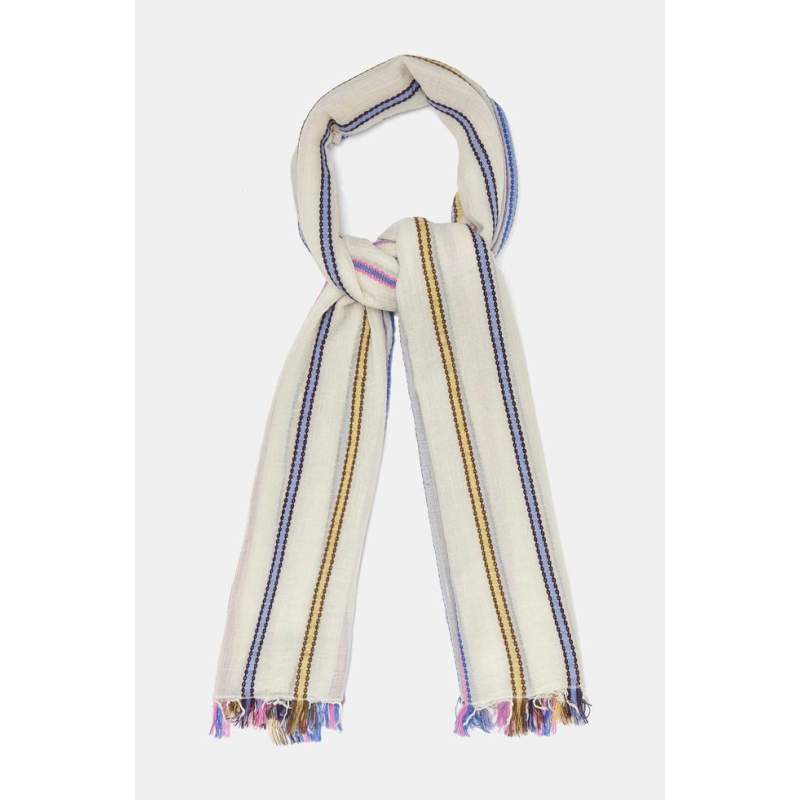 Vakko ECRU STRIPED PATTERNED SHAWL