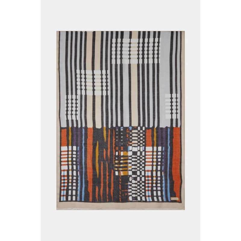 Vakko GEOMETRIC PATTERNED MODAL SILK shawl