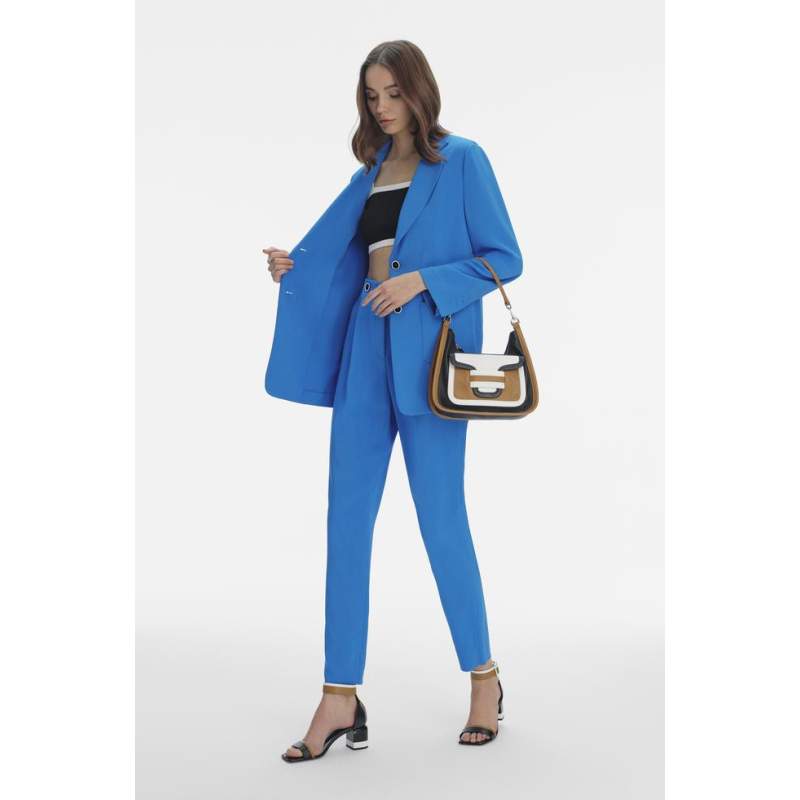 Vakko BLUE HIGH WAIST TROUSERS