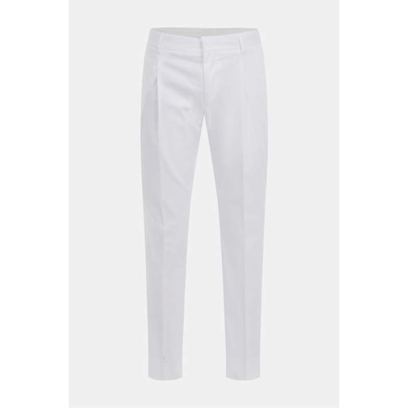Vakko SINGLE PLEATED WHITE COTTON TROUSERS