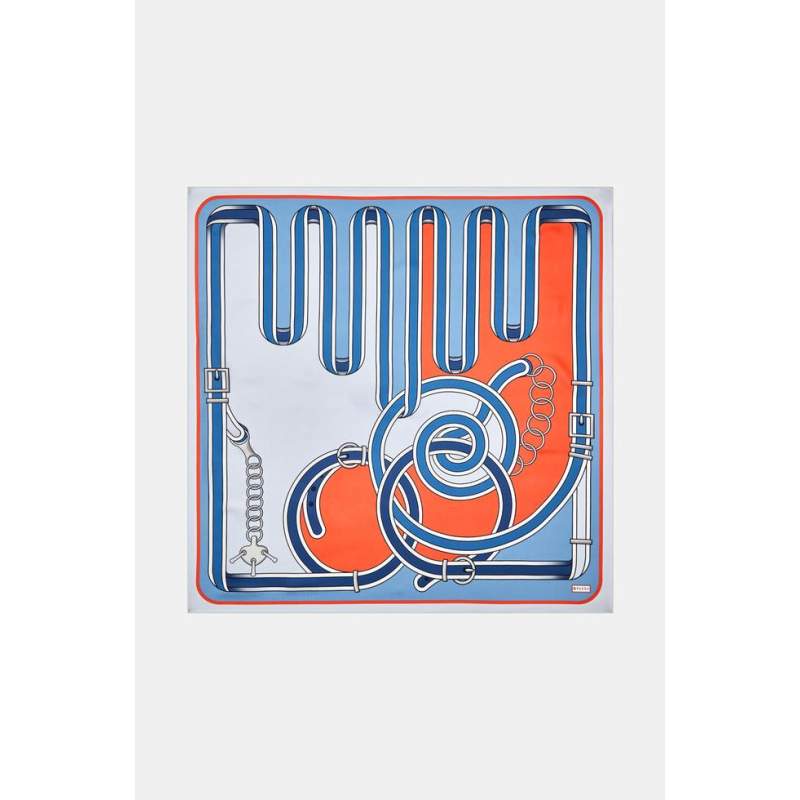 Vakko GEOMETRIC PATTERNED SILK SCARF