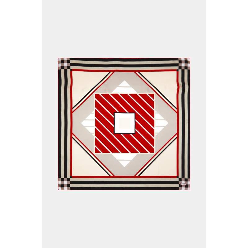 Vakko GEOMETRIC PATTERNED SILK SCARF