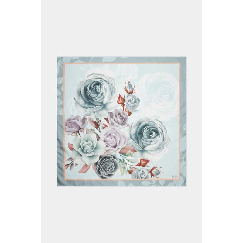 Vakko FLORAL PATTERNED SILK SCARF