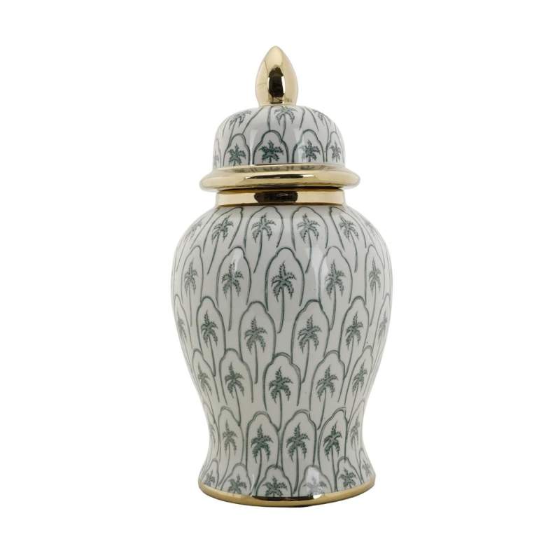 Vakko GREEN-WHITE PALMERAS CERAMIC VASE