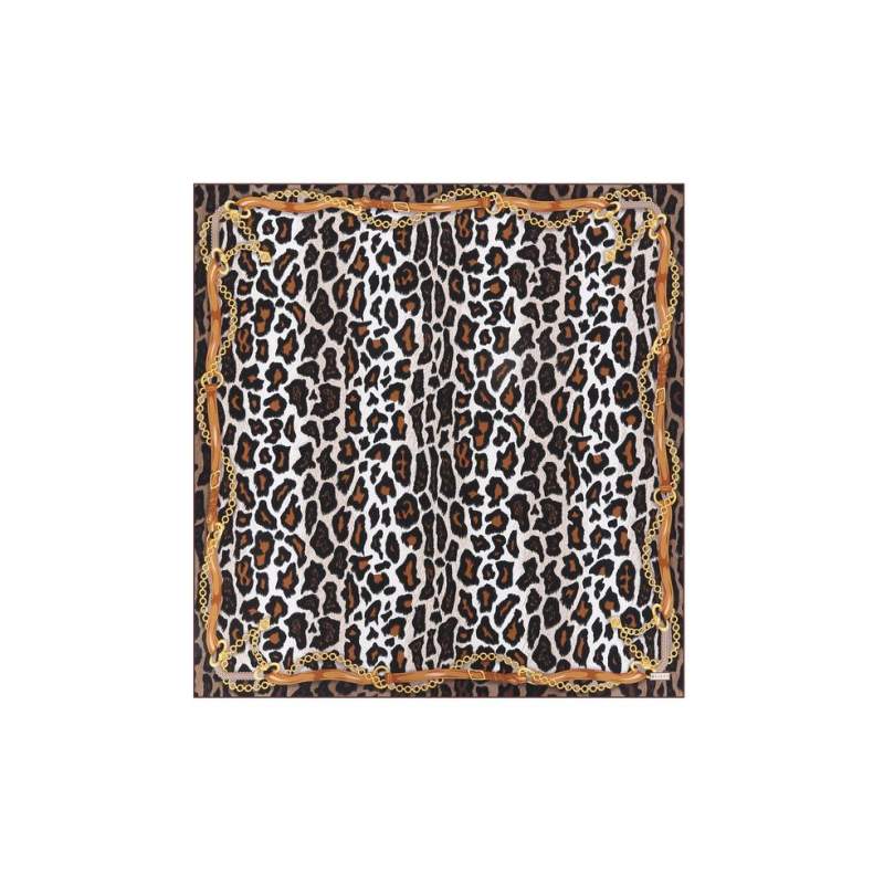 VAKKO LEOPARD PATTERNED SILK SCARF
