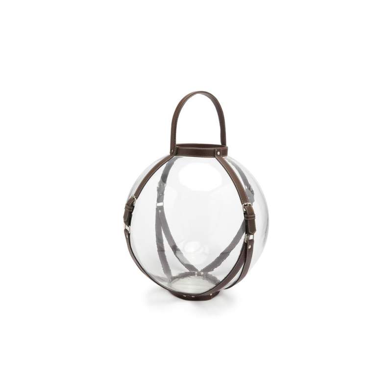 Vakko LEATHER HANDLE GLASS LANTERN