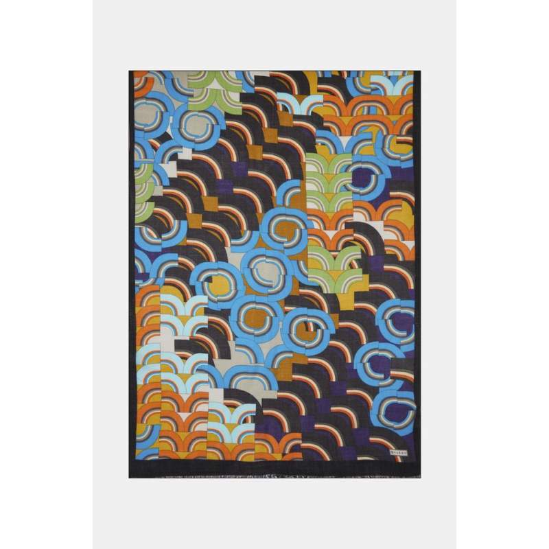 Vakko GEOMETRIC PATTERNED SILK CASHMERE SHAWL