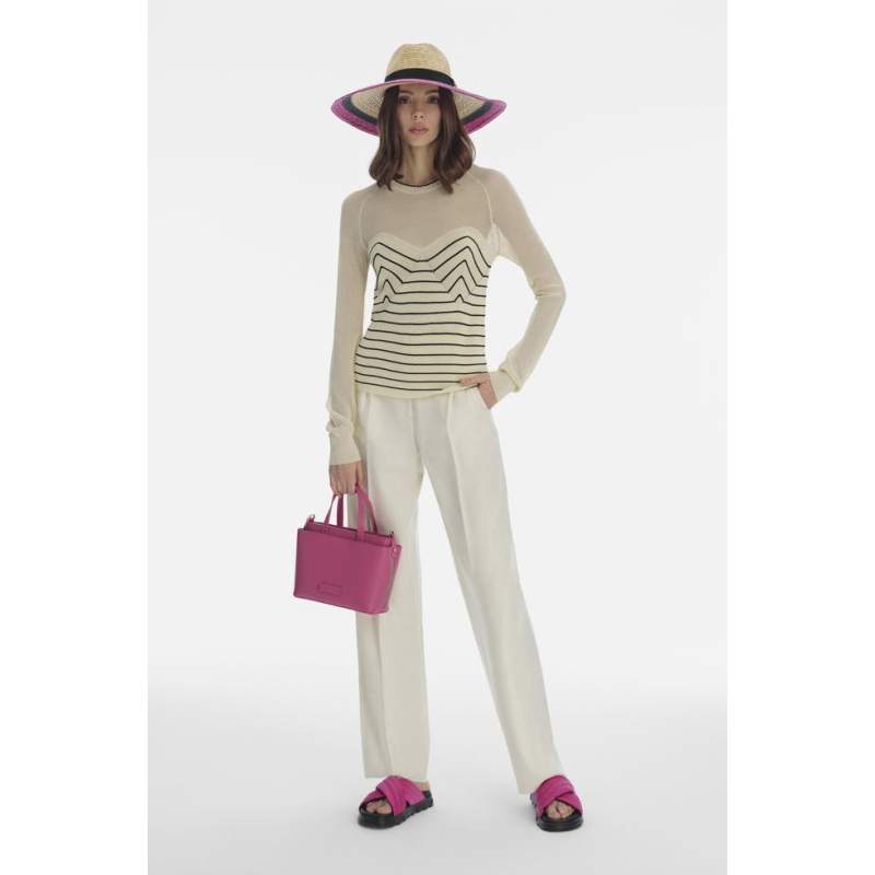 Vakko EKRU STRIPED KNITWEAR