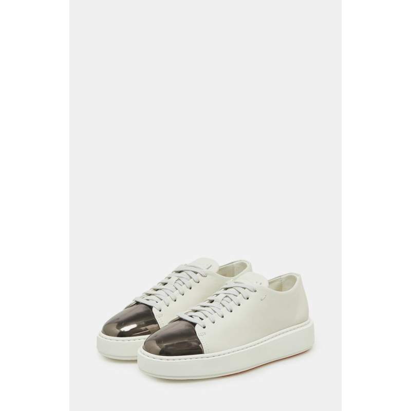 Santoni WHITE LEATHER SNEAKER