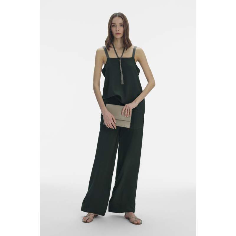 Fabiana Filippi DARK GREEN FLAT PANTS