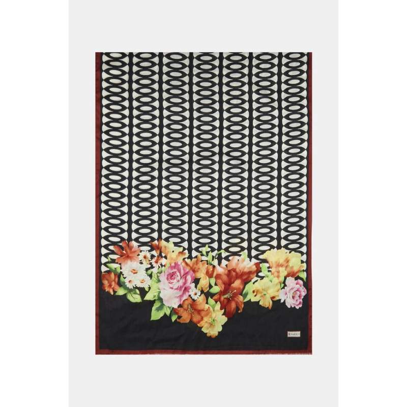 Vakko FLORAL PATTERNED SILK SHAWL